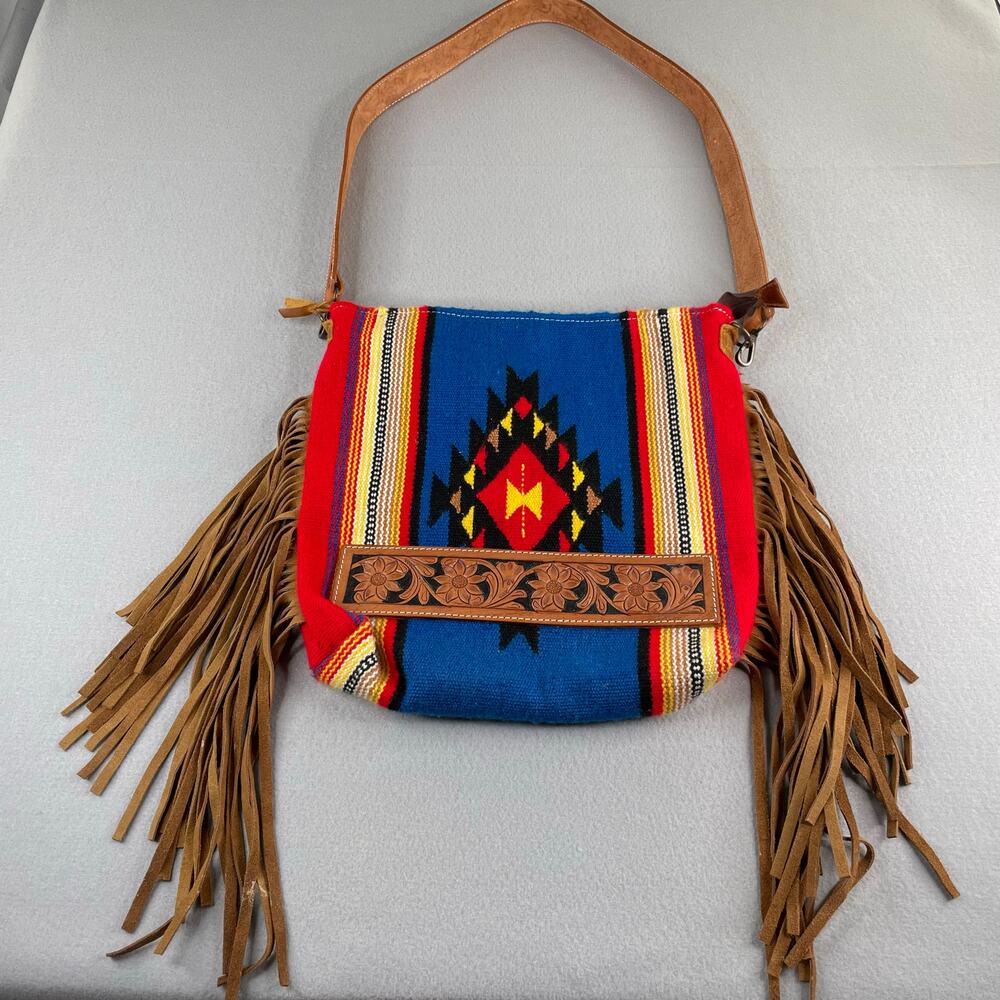 American Darling Cross Body Hand Tooled Saddle Blanket Leather Western Handbag